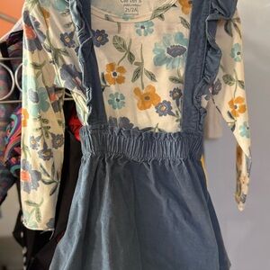 Carter's Floral Dress with Blue Pinafore